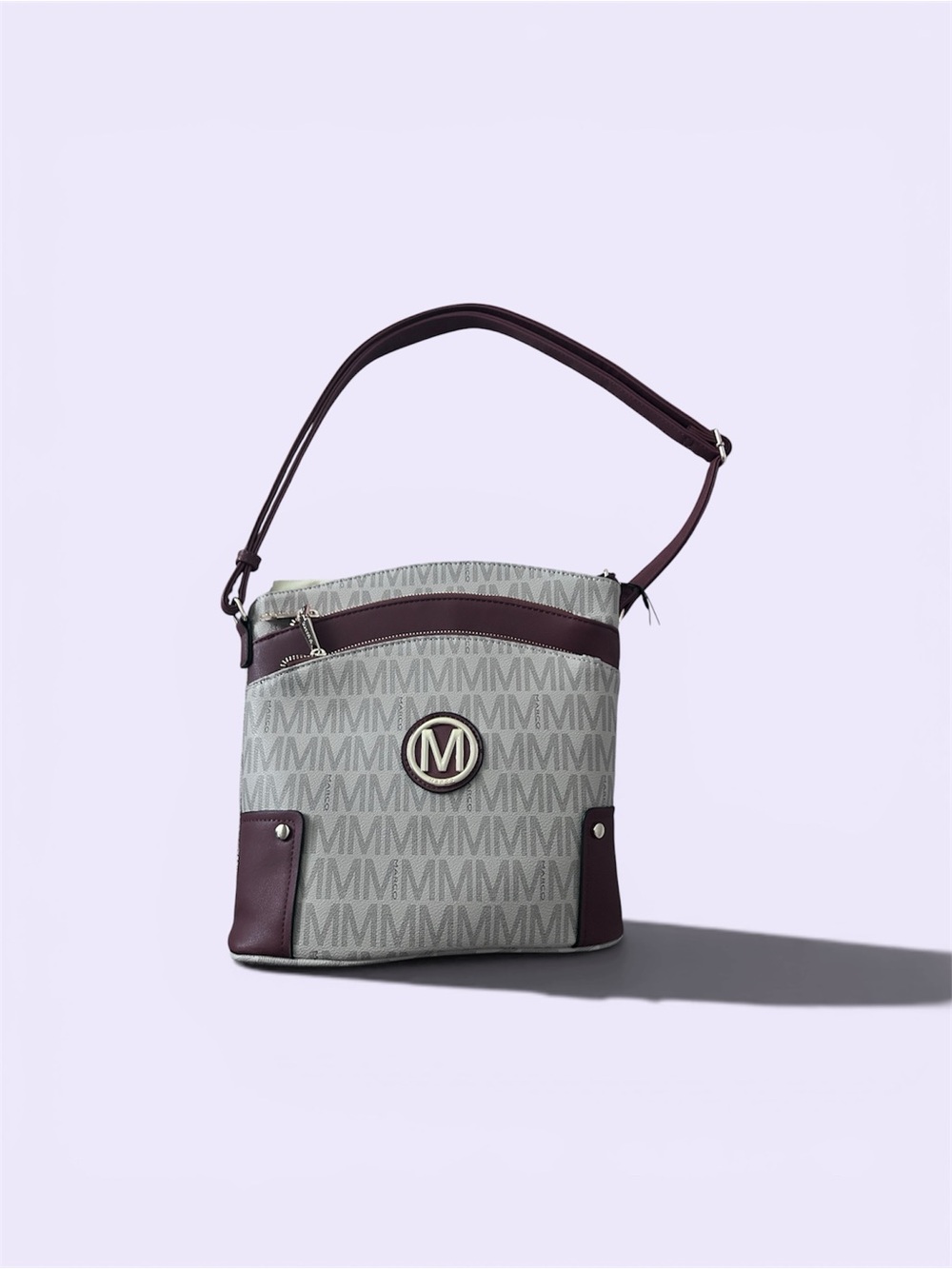 Marco M Kelly Crossbody Bag in Light Gray and Plum